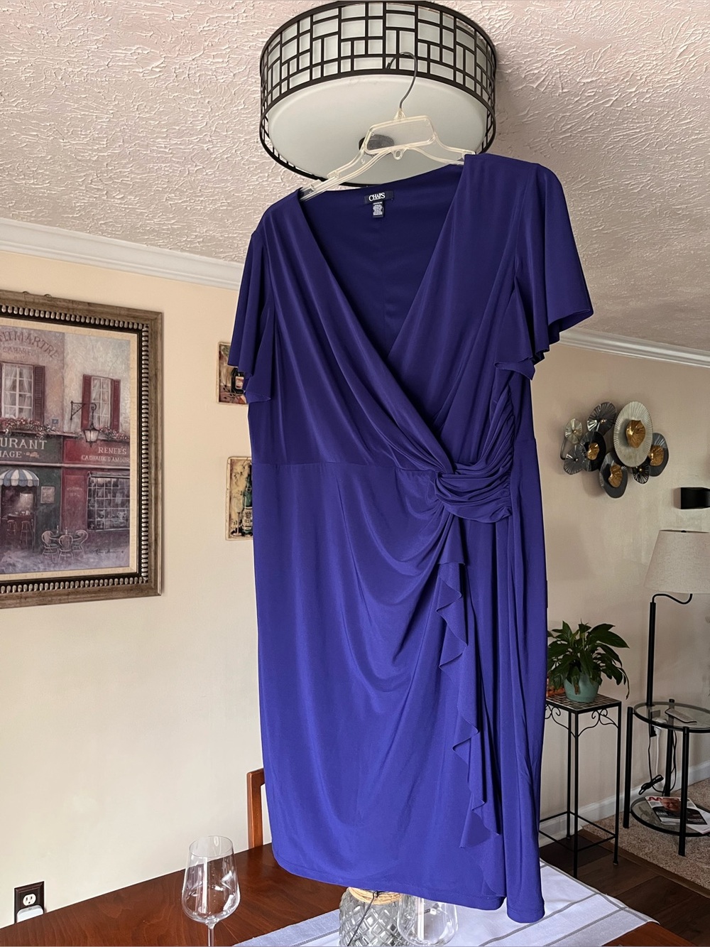 Chaps Royal Blue Faux Wrap Dress in Size 20W! Super flattering knot waist! - Picture 10 of 14